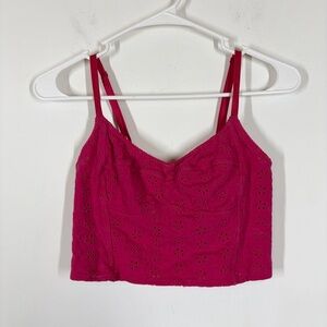Free People Intimately Pink Eyelet Crop Top Size Medium
